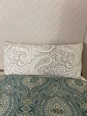 Echo Cream and Light Gray Paisley Lumbar Pillow down filled